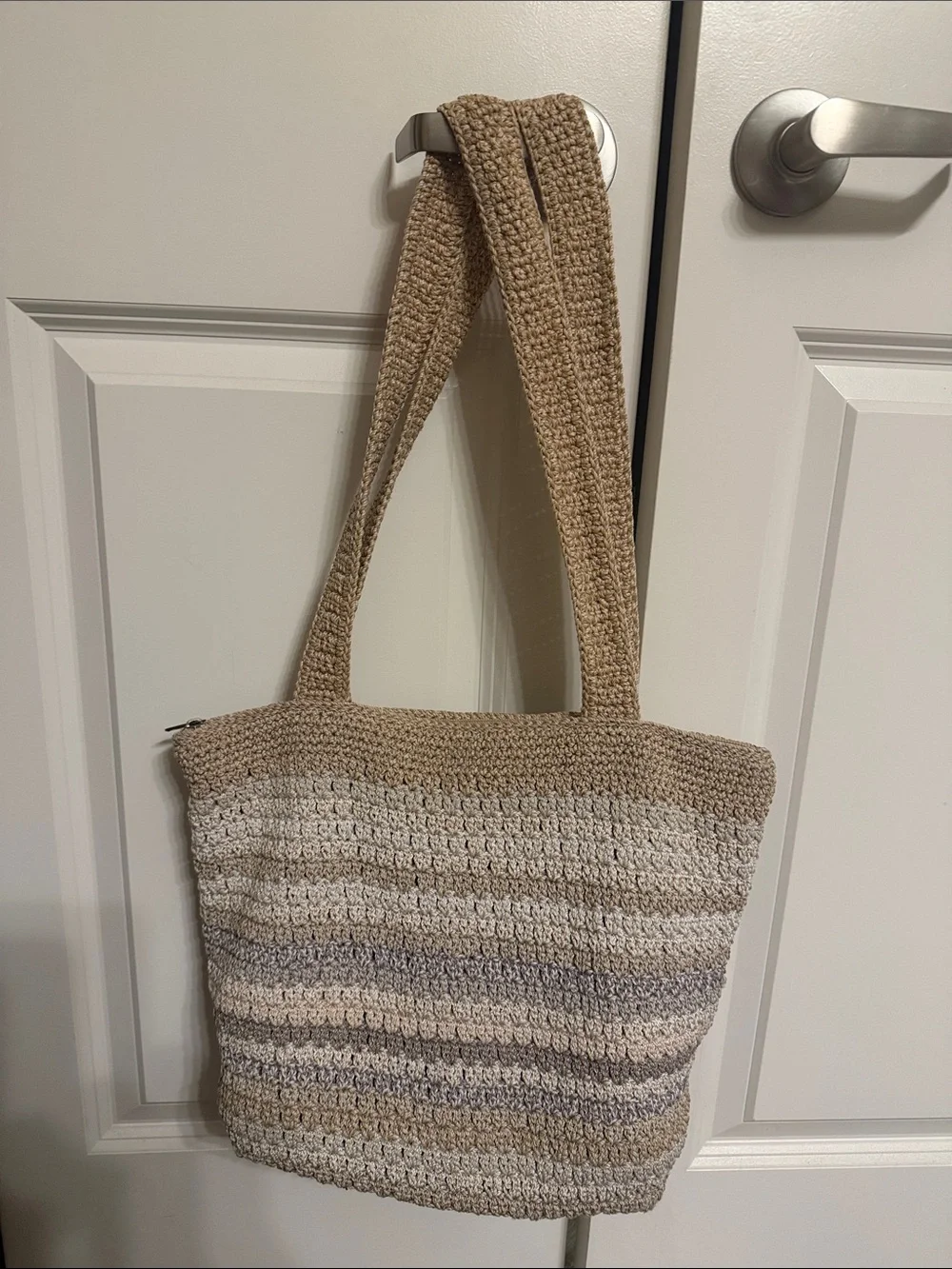 The Sak - Neutral Striped Crochet Tote Bag - Beige